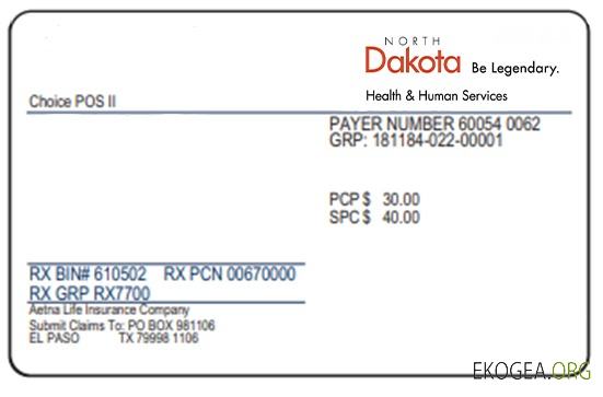 Carte d'assurance maladie du Dakota du Nord